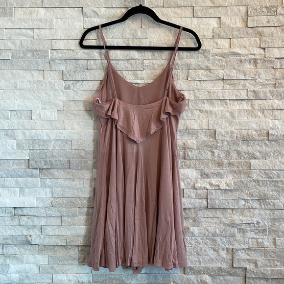 Dusty Rose Layered Ruffle Cami Dress with Spaghetti Straps - Picture 7 of 11